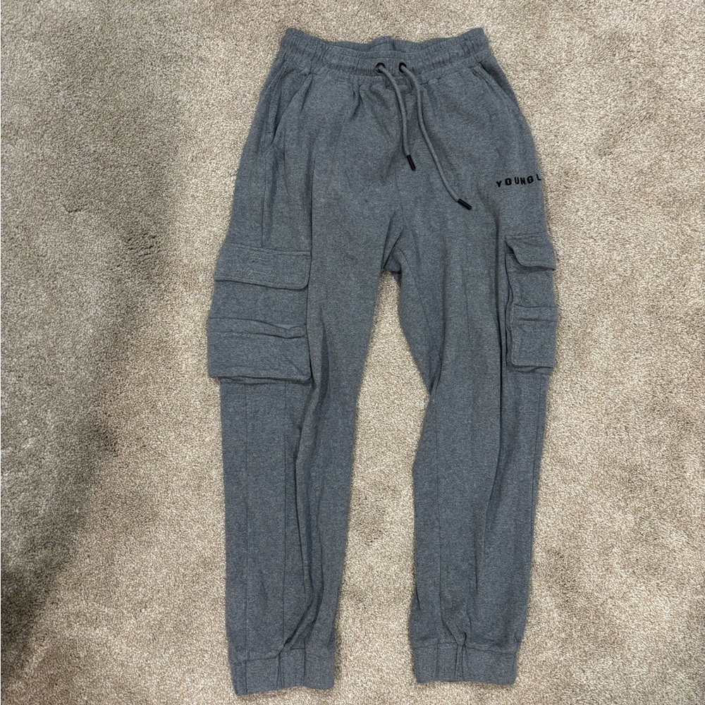YoungLA Heather Gray Joggers with Black Drawstring